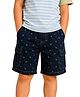 PILOLO Denim Knit Stars Printed Shorts - Navy Blue