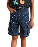 PILOLO Denim Knit Stars Printed Shorts - Navy Blue