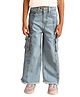 PILOLO Denim Knit Solid Cargo Jeans - Blue