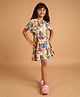PILOLO Cotton Knit Half Sleeves Abstract Printed Dress - Multi Colour