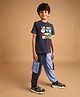 PILOLO Cotton Knit Half Sleeves Be Your Own Superhero Text Printed Tee & Joggers Set - Navy Blue
