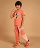 PILOLO Cotton Knit Half Sleeves Be Your Own Superhero Text Printed Tee & Joggers Set - Orange