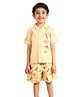 PILOLO Cotton Woven Knit Half Sleeves Geometric Printed Shirt & Shorts Set - Cream