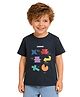 PILOLO Cotton Knit Half Sleeves Geometric Printed Tee - Navy Blue