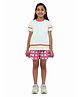 PILOLO Cotton Knit Half Sleeves Abstract Embroidered Tee & Shorts Set - Blue & Pink