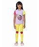 PILOLO Cotton Knit Half Sleeves Colour Blocked Sequins Embellished Tee & Leggings Set - Lavender & Yellow