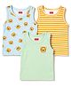 Babyhug 100% Cotton Single Jersey Knit Sleeveless Antibacterial Sando Striped Vests With Cub Print Pack of 3 - Multicolor