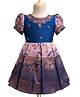 Enfance Half Puffed Sleeves Sequins & Beads Embellished Floral Swirl Embroidered & Banarasi Printed Knee Length Pattu Pavdai Dress - Pink