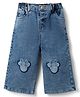 Babyhug Disney Full Length Denim Jeans with Minnie Mouse Patch - Blue