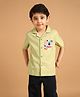PILOLO Cotton Woven Half Sleeve Abstract Printed Shirt - Green