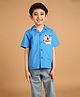 PILOLO Cotton Woven Half Sleeve Abstract Printed Shirt - Blue