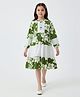 Bella Moda Cotton Woven Full Sleeves Floral Printed Dress - Green