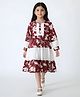 Bella Moda Cotton Woven Full Sleeves Floral Printed Dress - Maroon