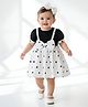 Bella Moda Cotton Woven Half Puffed Sleeves Hearts Printed Dress - Black