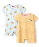 Babyhug 100% Cotton Interlock Knit Half Sleeves Rompers With Tiger Print Pack of 2 - Multicolor