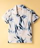 Rikidoos Cotton Woven Half Sleeves Printed Shirt - White & Blue