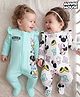 Babyhug Interlock Knit Full Sleeves Sleep Suit with Minnie & Friends Pack of 2 - White & Sea Green