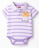 Babyhug 100% Cotton Knit Half Sleeves Striped Onesie with Giraffe Print - Multicolor