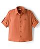 Rikidoos Cotton Woven Full Sleeves Solid Shirts - Orange