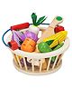 Wudly Wooden Vegetable Cutting Toy Set with Basket  Pretend Play Kitchen Toy for Kids