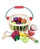 Wudly Wooden Fruit Cutting Toy Set with Basket  Pretend Play Kitchen Toy for Kids