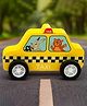 Wudly Wooden Taxi Car Toy for Kids  Cartoon Vehicle Pretend Play Toy