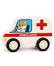 Wudly Wooden Ambulance Toy for Kids  Cartoon Medical Vehicle Pretend Play Toy
