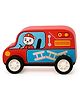 Wudly Wooden Fire Rescue Van Toy for Kids  Cartoon Firefighter Vehicle Pretend Play Toy