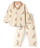 Babyhug Cotton Knit Half Sleeves Shirt & Pyjama Co-ord Night Suit with Dino Print - Brown