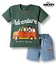 Babyhug Disney Half Sleeves T-Shirt & Denim Shorts With Mickey Mouse Graphics - Multicolor