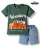 Babyhug Disney Half Sleeves T-Shirt & Denim Shorts With Mickey Mouse Graphics - Multicolor