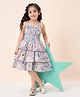 StyloBug Cotton Woven Sleeveless Floral Printed Dress -Multi Colour
