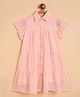 StyloBug Georgette Woven Half Sleeves  Geometric Designed  Dress - Peach