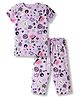 CUCUMBER Knitted Half Sleeves Co-ords T-Shirt & Capri Night Suit with Poker Print - Lilac