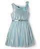 Hola Bonita Knit Sleeveless Glitter Party Dress With Flower Detail Shoulder with Belt - Aqua Blue