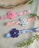 Krisha's KALACAREE Set Of 3 Floral Applique Detailed Headband - Multi Colour