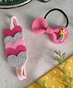 Krisha's KALACAREE Set Of 2 Heart & Bow Applique Detailed Headband & Rubberband -  pink