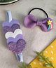 Krisha's KALACAREE Set Of 2 Heart & Bow Applique Detailed Headband & Rubberband -  Purple
