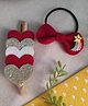 Krisha's KALACAREE Set Of 2 Heart & Bow Applique Detailed Headband & Rubberband -  Red