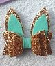 Krisha's KALACAREE Bunny Ear Applique Detailed Sequins Embellished Alligator Hair Clip  - Blue