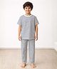 Anthrilo Pure Cotton Knit Half Sleeves Striped Comfort Fit Tee & Pyjama Night Suit - Black & White