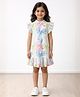 Anthrilo Cotton Blend Knit Sleeveless Bow Printed Dress - Off White