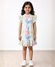 Anthrilo Cotton Blend Knit Sleeveless Bow Printed Dress - Off White