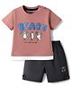 Mini Taurus Sinker Knit Half Sleeves T-Shirt & Shorts Night Suit with Seagull Print - Pink