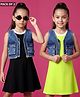OLLINGTON ST. Cotton Knit Jesrey Lycra Sleeveless Solid Tops & Stretchable Denim Vest - Lime Black & Indigo