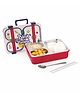ATTRO Snack Flix Stainless Steel Lunch Box 3 Compartment Bento Tiffin with Cutlery 850 ml - Red & Blue
