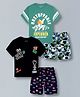 Plum Tree 100% Cotton Knit Pack Of 2 Half Sleeves Explorer & Best Ever Text Printed Tees & Shorts Set  - Multi Colour