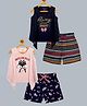 Plum Tree 100% Cotton Knit Pack Of 2 Sleeveless Animal & Always Shine Bright Text Printed Tee With Attached Shrug & Shorts Set - Multi Colour