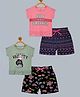 Plum Tree 100% Cotton Knit Pack Of 2 Sleeveless Cartoon &  Rule Breaker Text Printed Top & Shorts Set  - Multi Colour