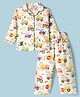 Enfance Core Cotton Woven Full Sleeves Construction Vehicles Printed Co-Ords Shirt & Pyjama Night Suit - Yellow